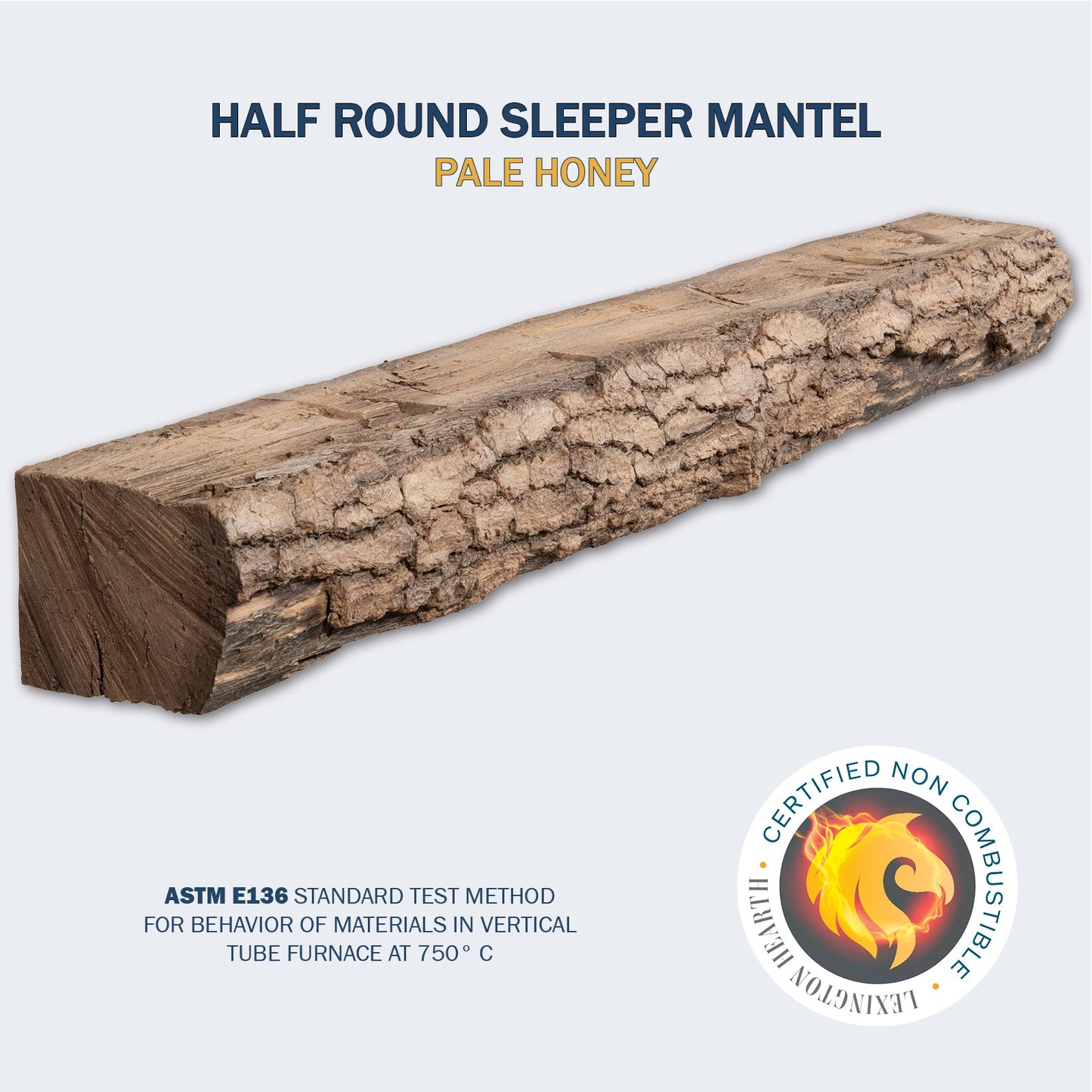 Lexington Hearth Half-Round Sleeper 72" Non-Combustible Pale Honey Mantel Shelf Kit