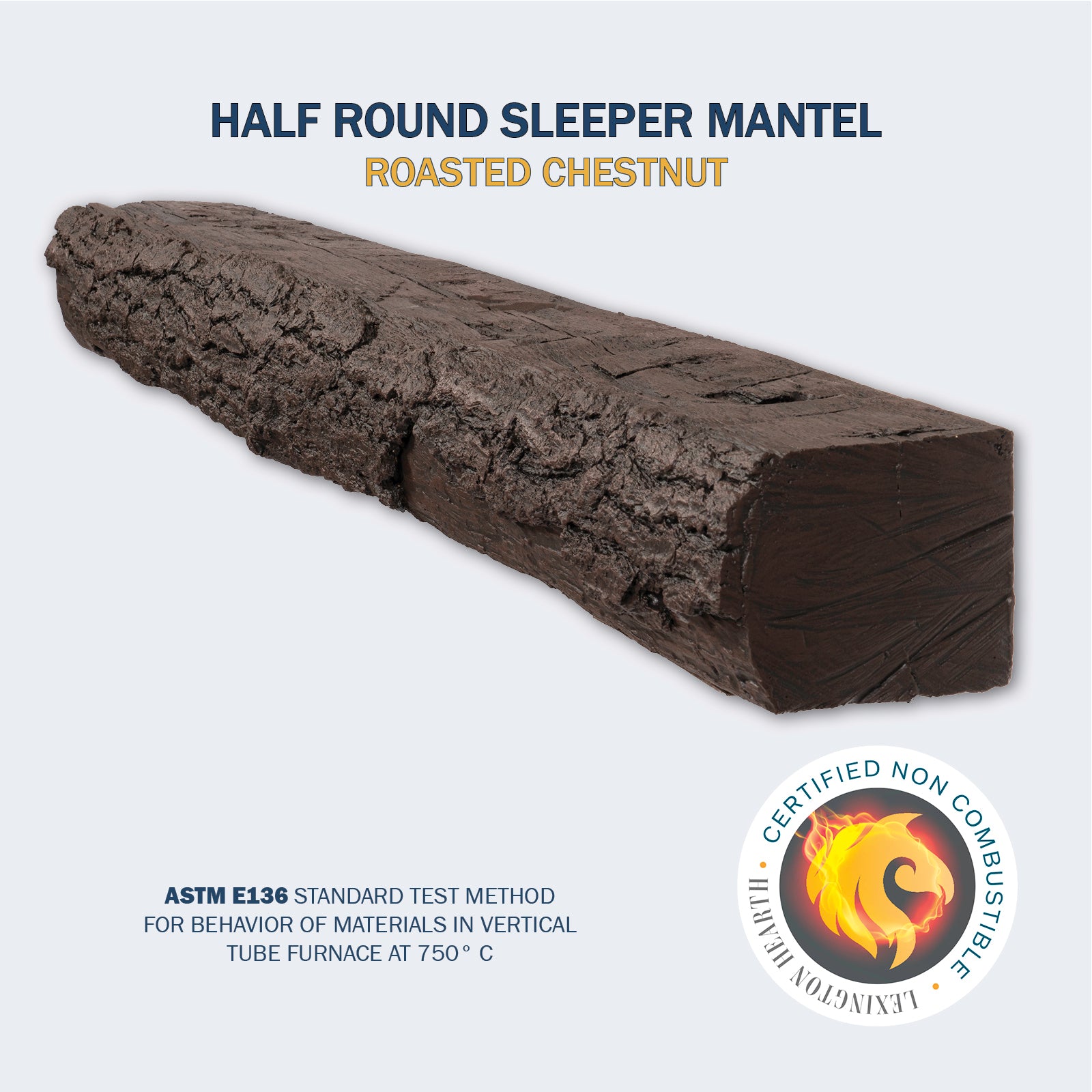 Lexington Hearth Half-Round Sleeper 72" Non-Combustible Roasted Chestnut Mantel Shelf Kit