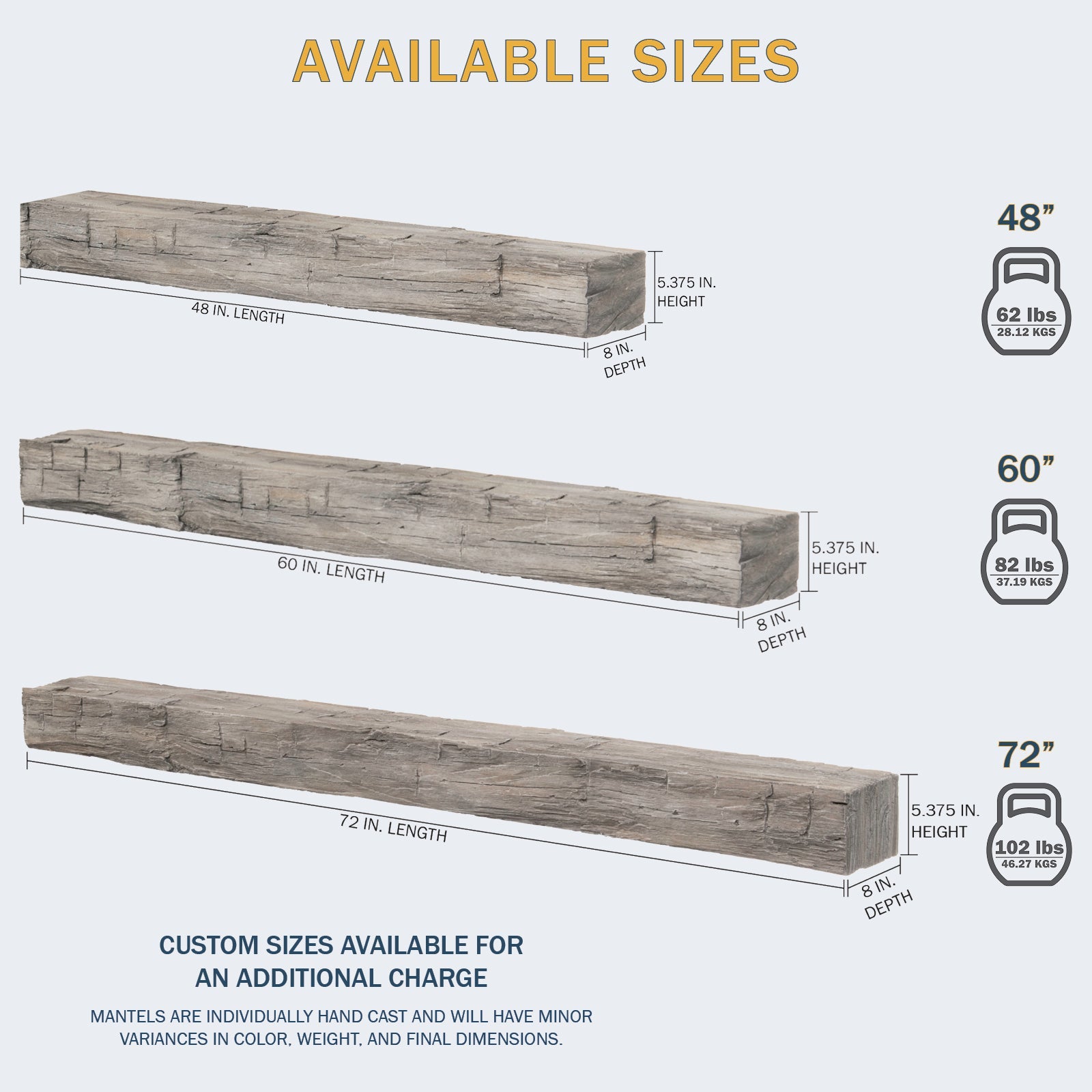Lexington Hearth Hayloft Beam 60" Non-Combustible Eclipse Mantel Shelf Kit