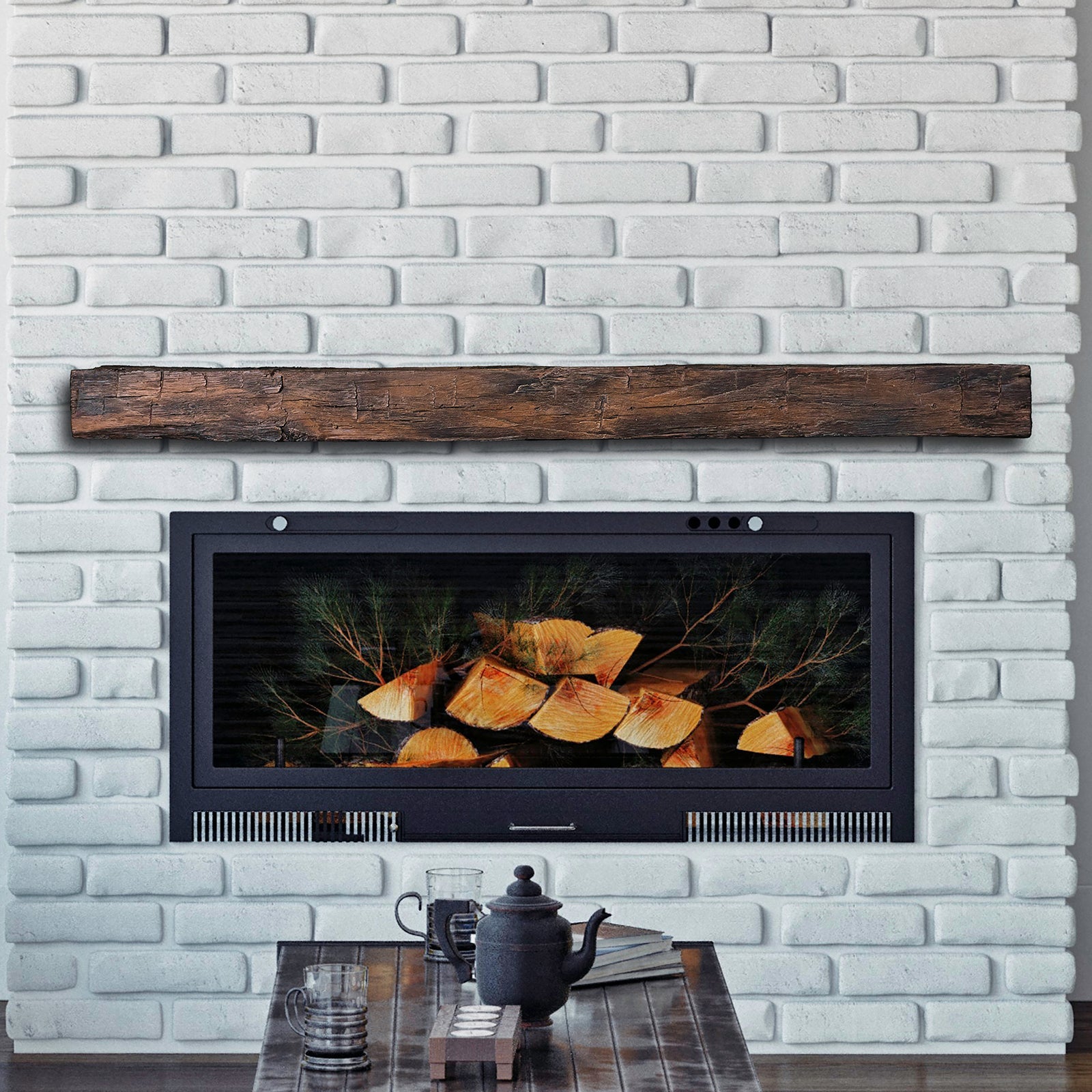 Lexington Hearth Hayloft Beam 60" Non-Combustible Maduro Mantel Shelf Kit