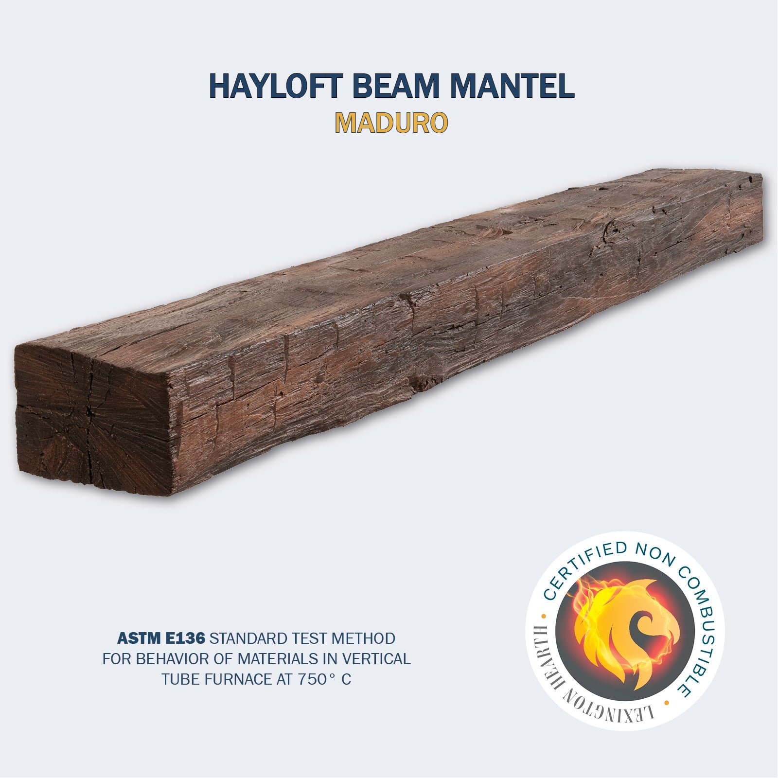 Lexington Hearth Hayloft Beam 72" Non-Combustible Maduro Mantel Shelf Kit
