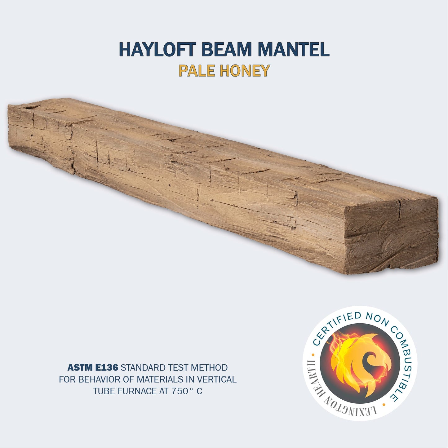 Lexington Hearth Hayloft Beam 72" Non-Combustible Pale Honey Mantel Shelf Kit