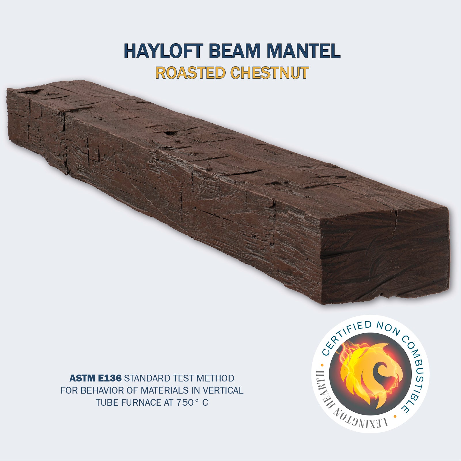 Lexington Hearth Hayloft Beam 72" Non-Combustible Roasted Chestnut Mantel Shelf Kit