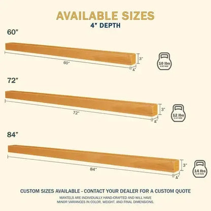 Lexington Hearth Horizon 60" L x 4" D Honey Oak Wood Mantel Shelf Kit