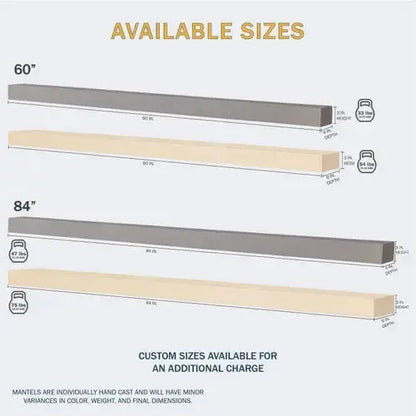 Lexington Hearth Horizon 60" L x 4" D Sahara Sand Non-Combustible Mantel