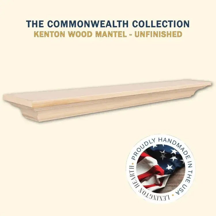 Lexington Hearth Kenton 48" Unfinished Wood Mantel Shelf Kit