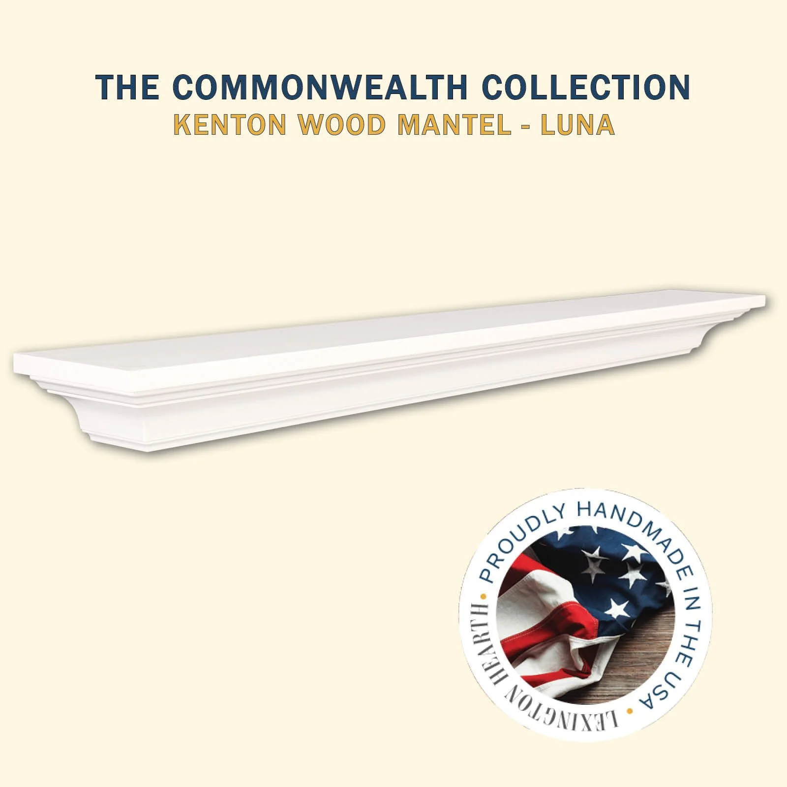 Lexington Hearth Kenton 72" Luna White Wood Mantel Shelf Kit