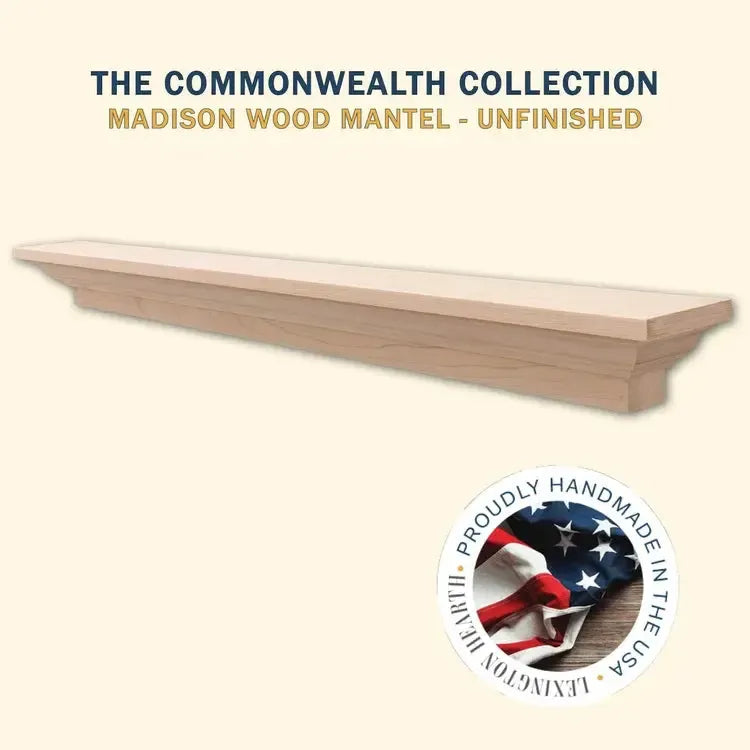 Lexington Hearth Madison 48" Unfinished Wood Mantel Shelf Kit