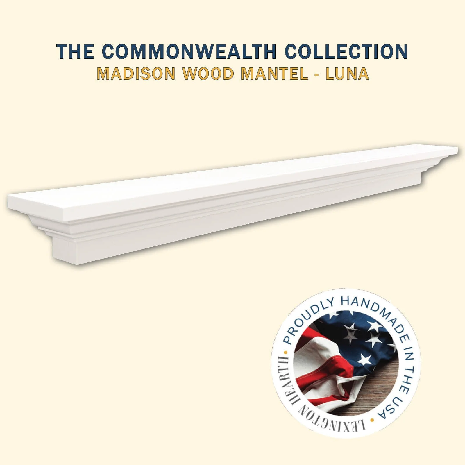 Lexington Hearth Madison 72" Luna White Wood Mantel Shelf Kit