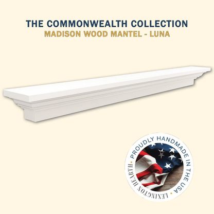 Lexington Hearth Madison 72" Luna White Wood Mantel Shelf Kit
