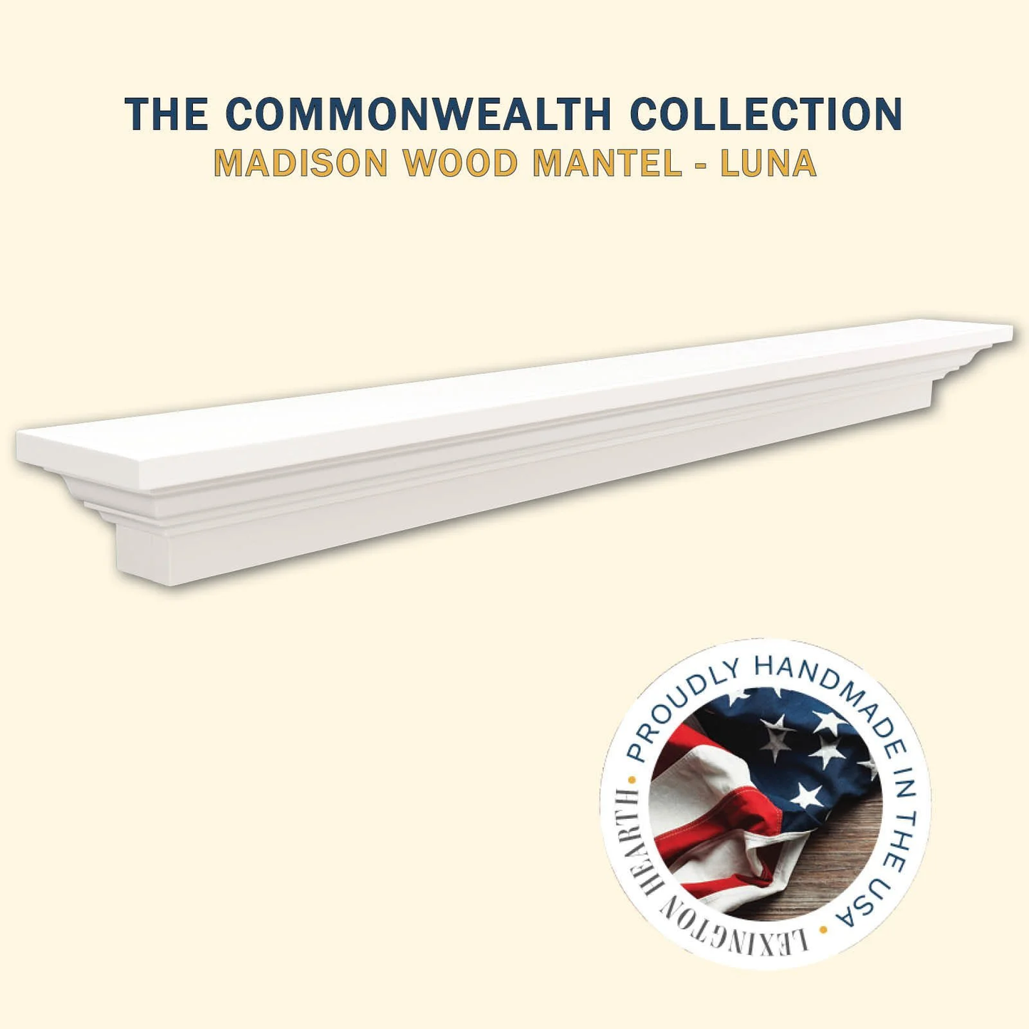 Lexington Hearth Madison 60" Luna White Wood Mantel Shelf Kit
