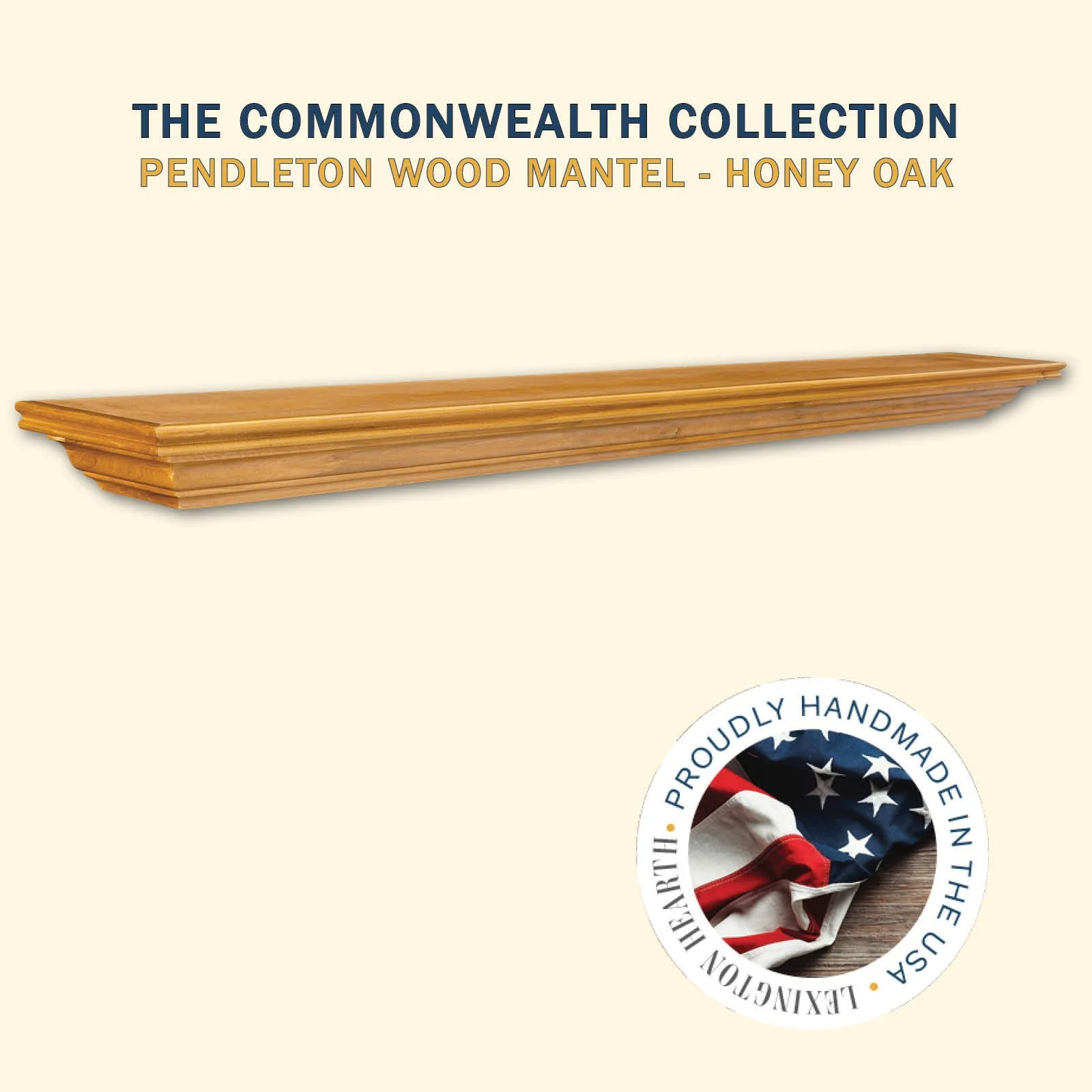 Lexington Hearth Pendleton 48" Honey Oak Wood Mantel Shelf Kit