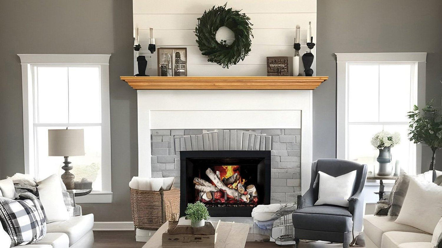 Lexington Hearth Pendleton 48" Honey Oak Wood Mantel Shelf Kit