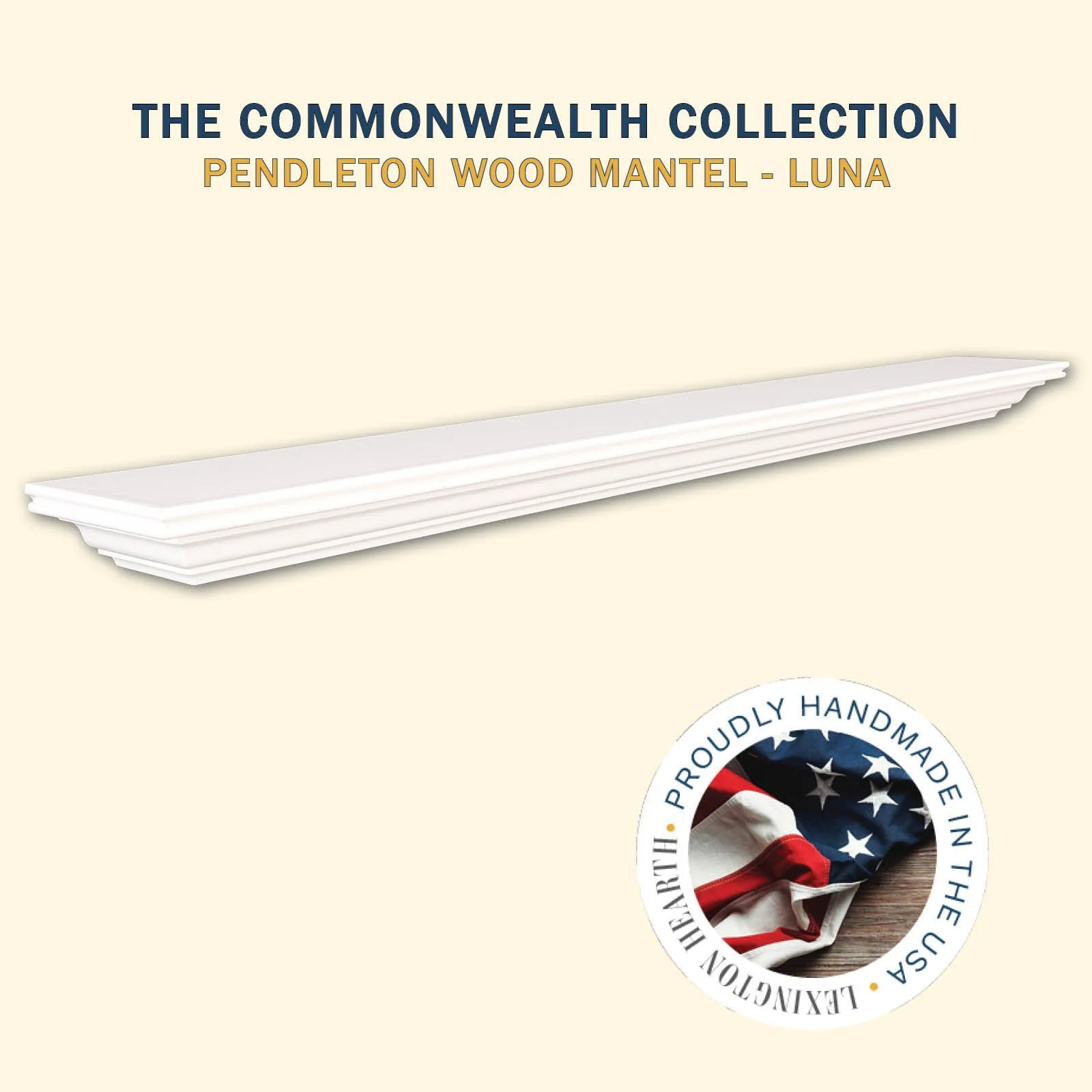 Lexington Hearth Pendleton 48" Luna White Wood Mantel Shelf Kit