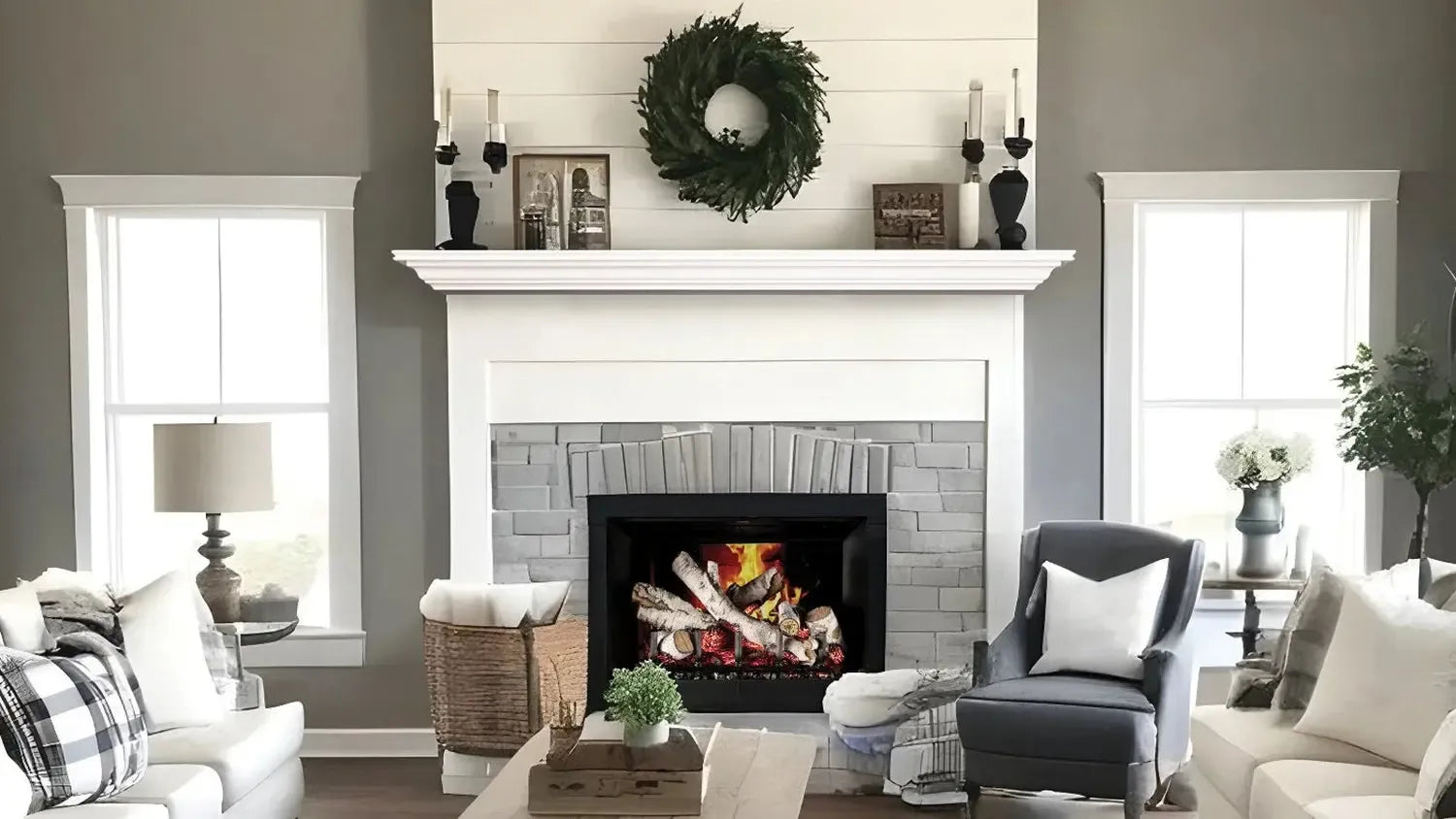 Lexington Hearth Pendleton 48" Luna White Wood Mantel Shelf Kit