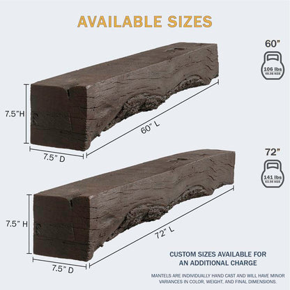 Lexington Hearth Rickhouse 72" Non-Combustible Weathered Gray Mantel Shelf Kit