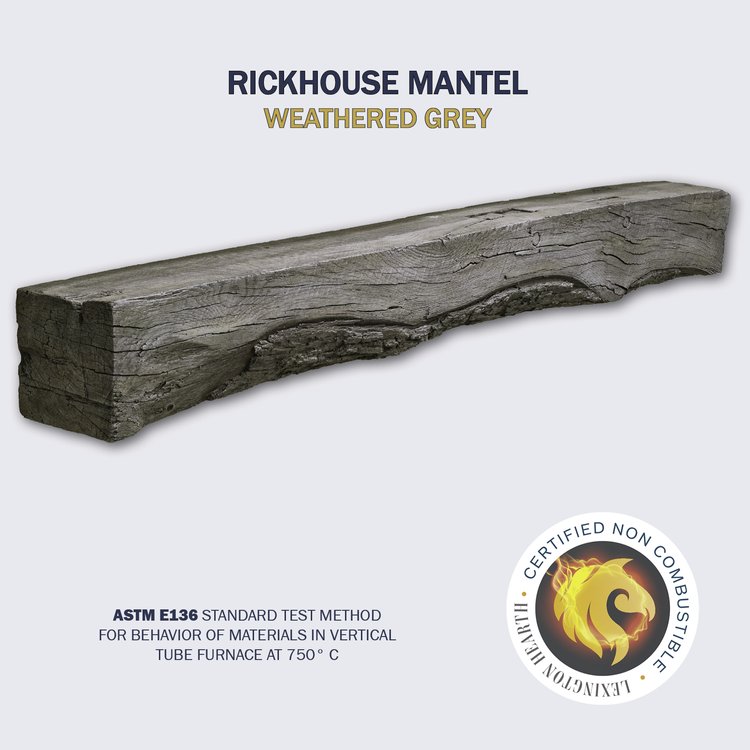 Lexington Hearth Rickhouse 72" Non-Combustible Weathered Gray Mantel Shelf Kit