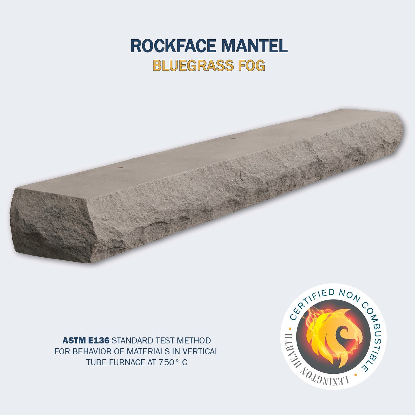 Lexington Hearth Rockface 60" Non-Combustible Bluegrass Fog Mantel Shelf Kit
