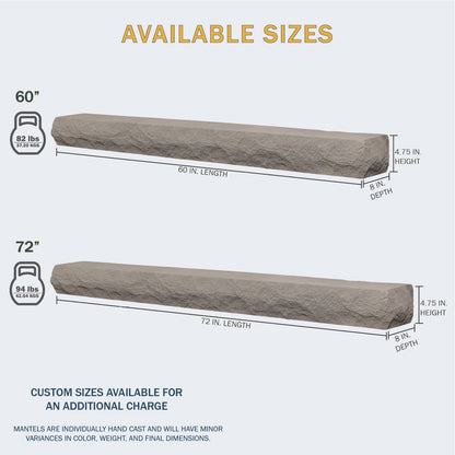 Lexington Hearth Rockface 60" Non-Combustible Bluegrass Fog Mantel Shelf Kit