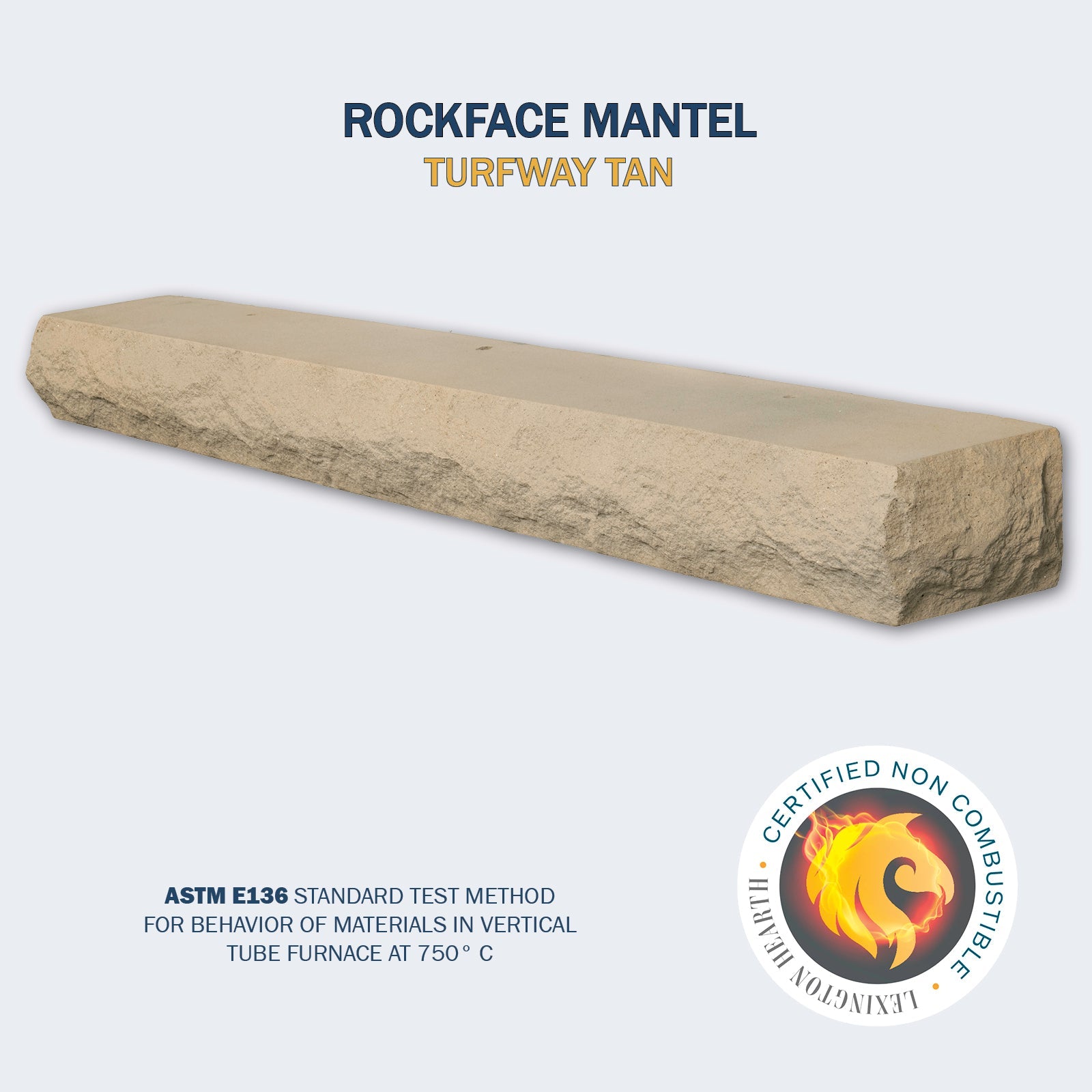 Lexington Hearth Rockface 60" Non-Combustible Turfway Tan Mantel Shelf Kit