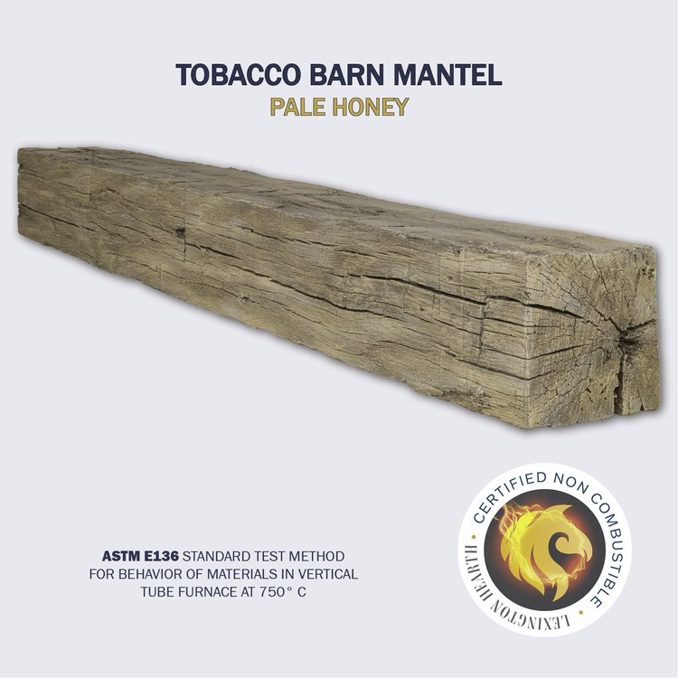 Lexington Hearth Tobacco Barn 72" Non-Combustible Pale Honey Mantel Shelf Kit