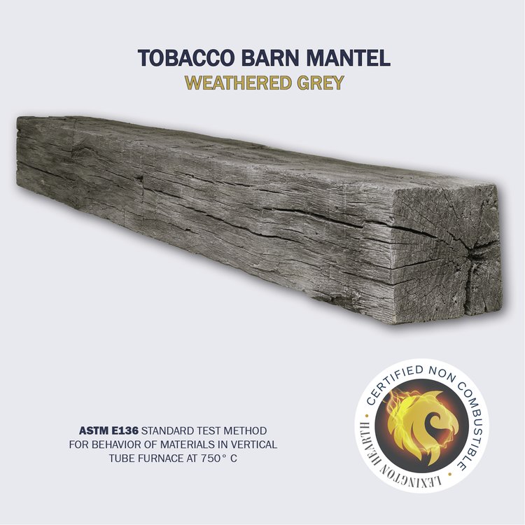 Lexington Hearth Tobacco Barn 72" Non-Combustible Weathered Gray Mantel Shelf Kit