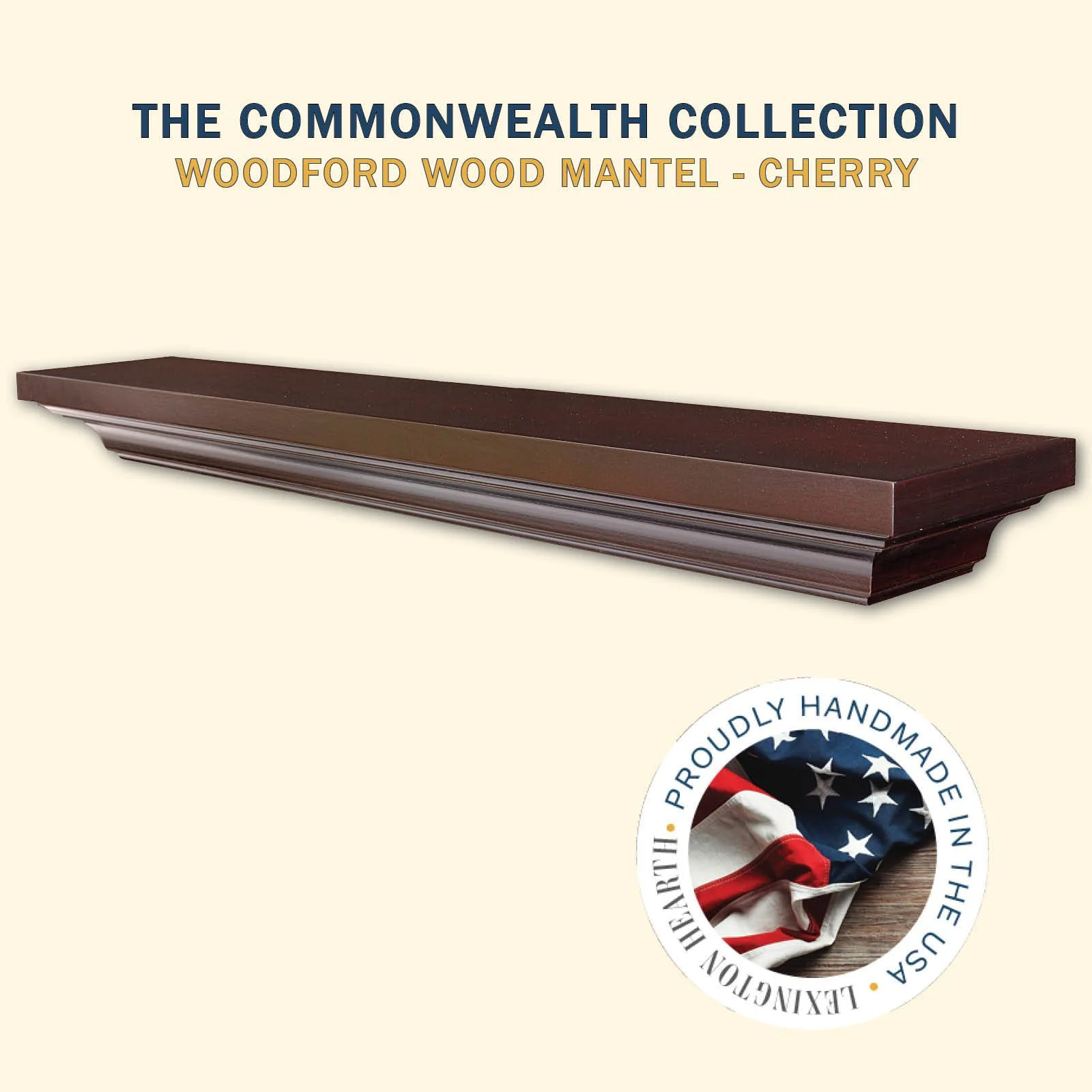 Lexington Hearth Woodford 48" Cherry Wood Mantel Shelf Kit