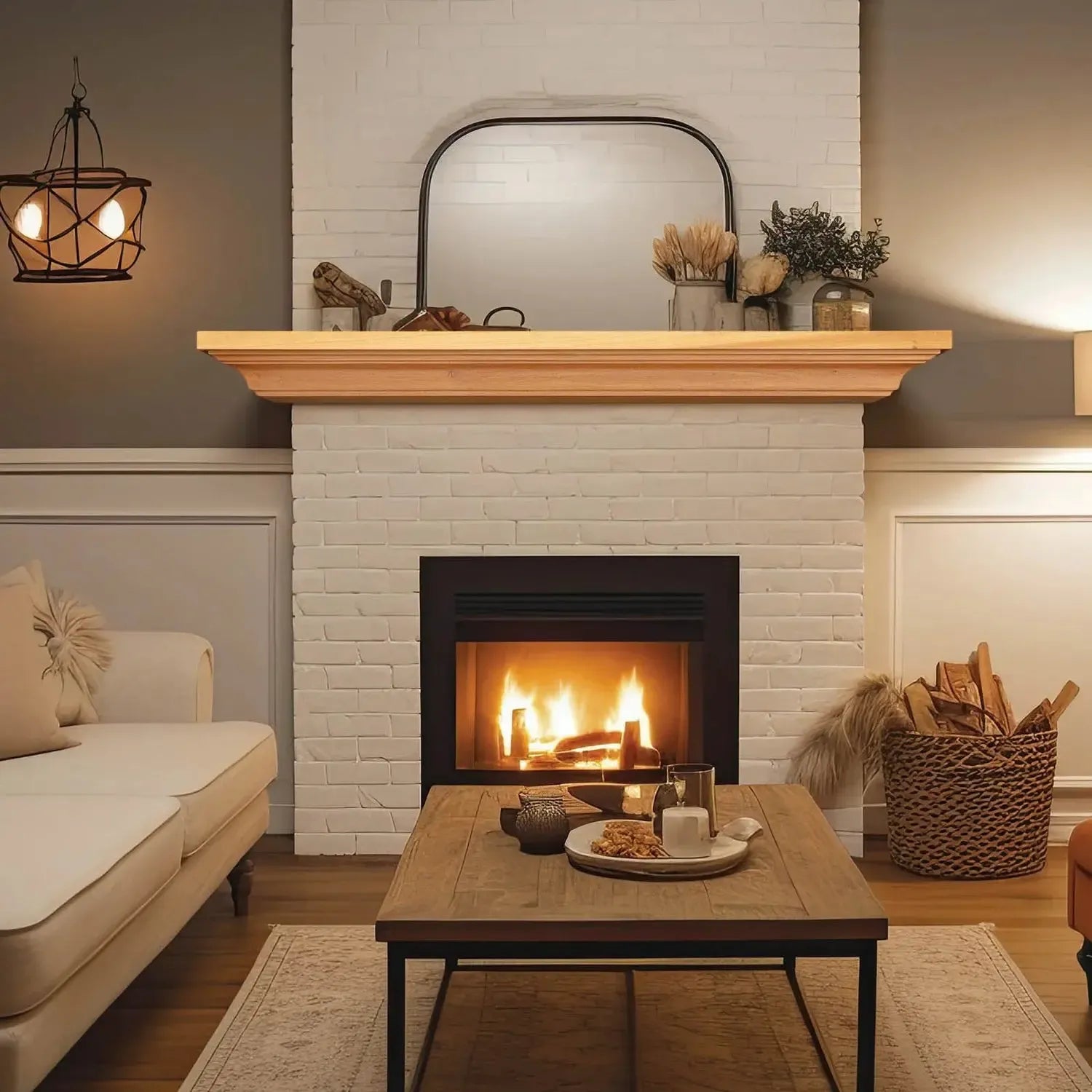 Lexington Hearth Woodford 72" Honey Oak Wood Mantel Shelf Kit