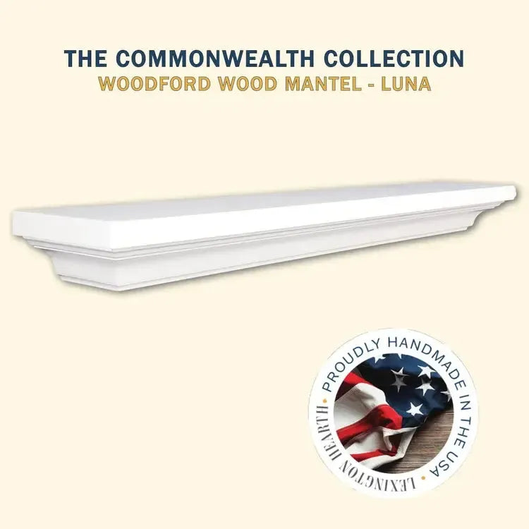 Lexington Hearth Woodford 72" Luna White Wood Mantel Shelf Kit