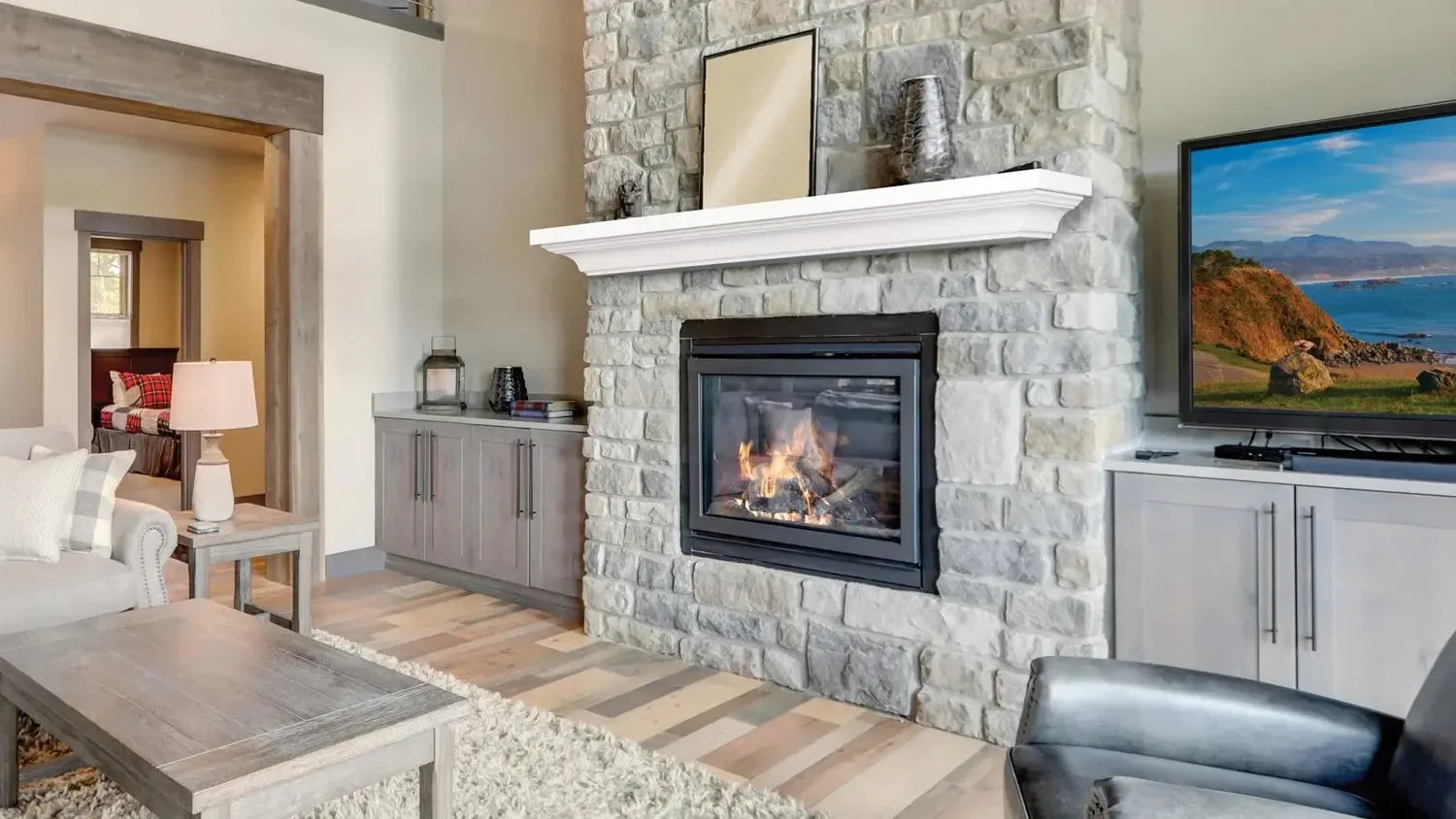 Lexington Hearth Woodford 60" Luna White Wood Mantel Shelf Kit