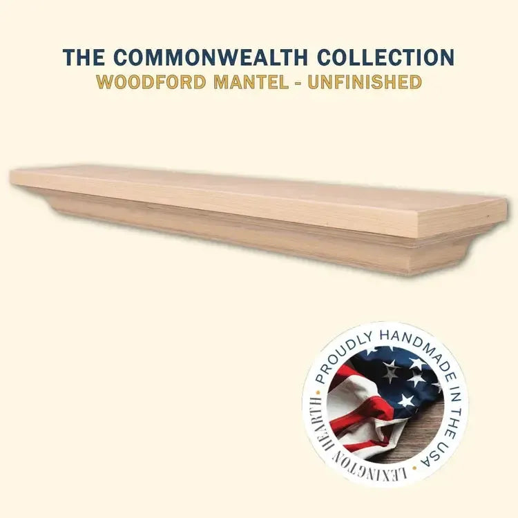 Lexington Hearth Woodford 60" Unfinished Wood Mantel Shelf Kit