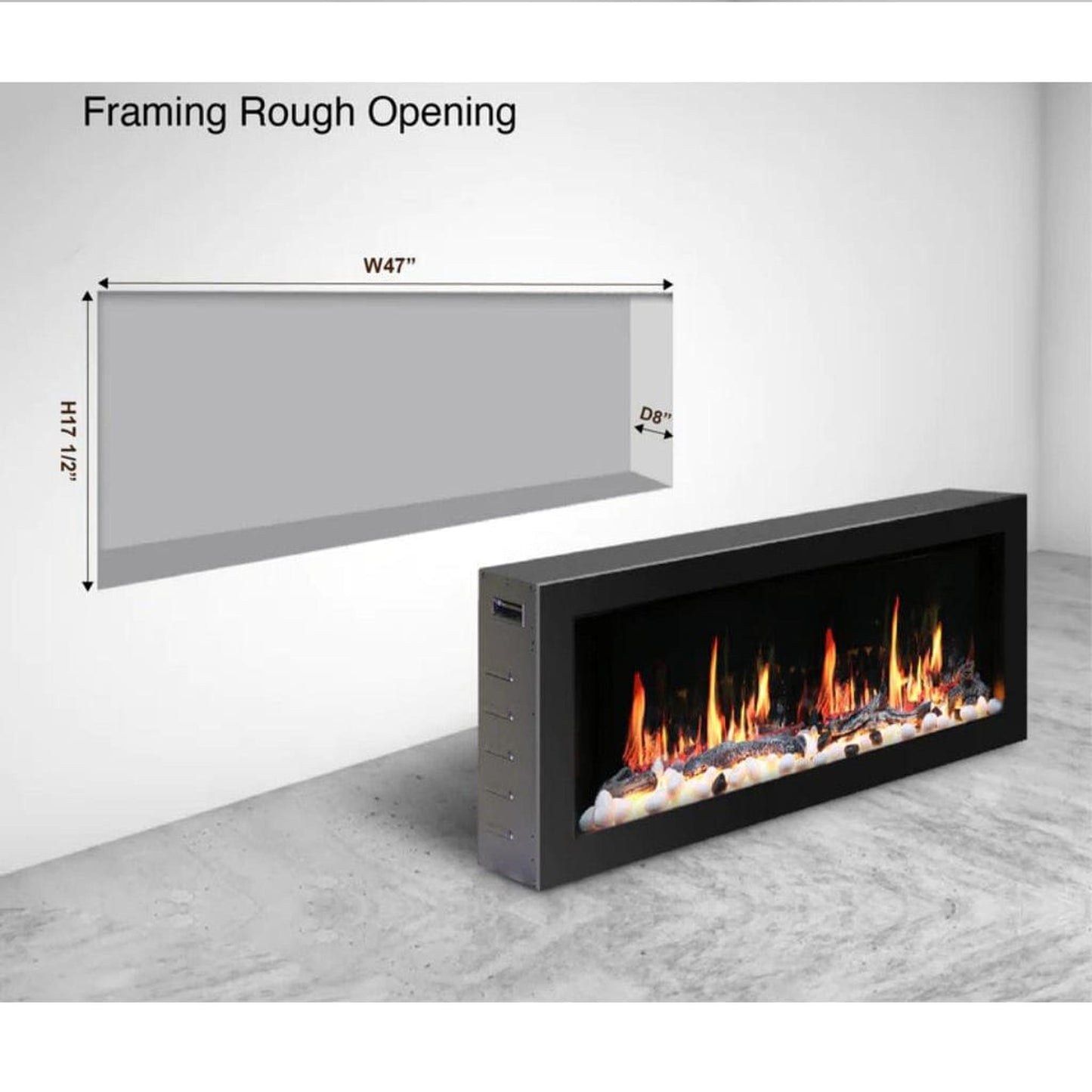 Litedeer 48" Gloria II Push-In Contemporary Smart Linear Built-In Electric Fireplace