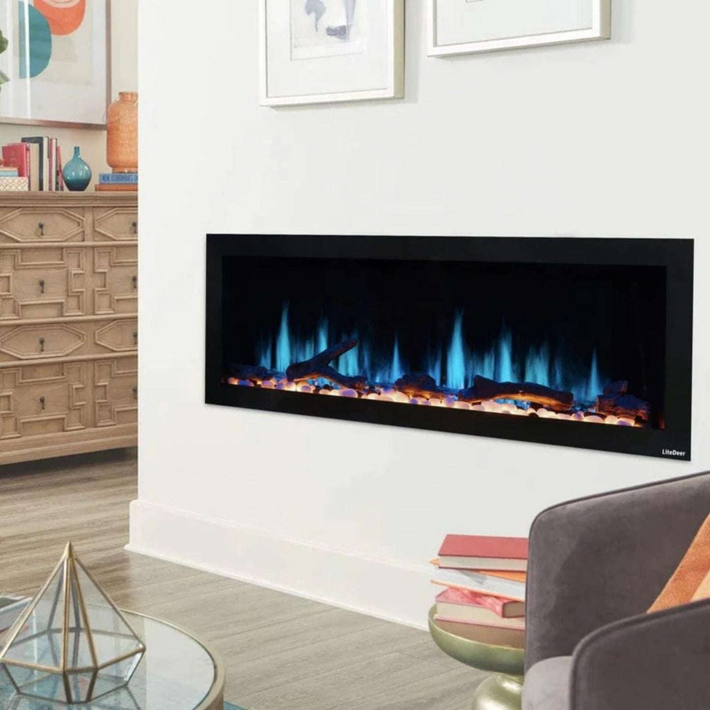 Litedeer 48" Gloria II Push-In Contemporary Smart Linear Built-In Electric Fireplace