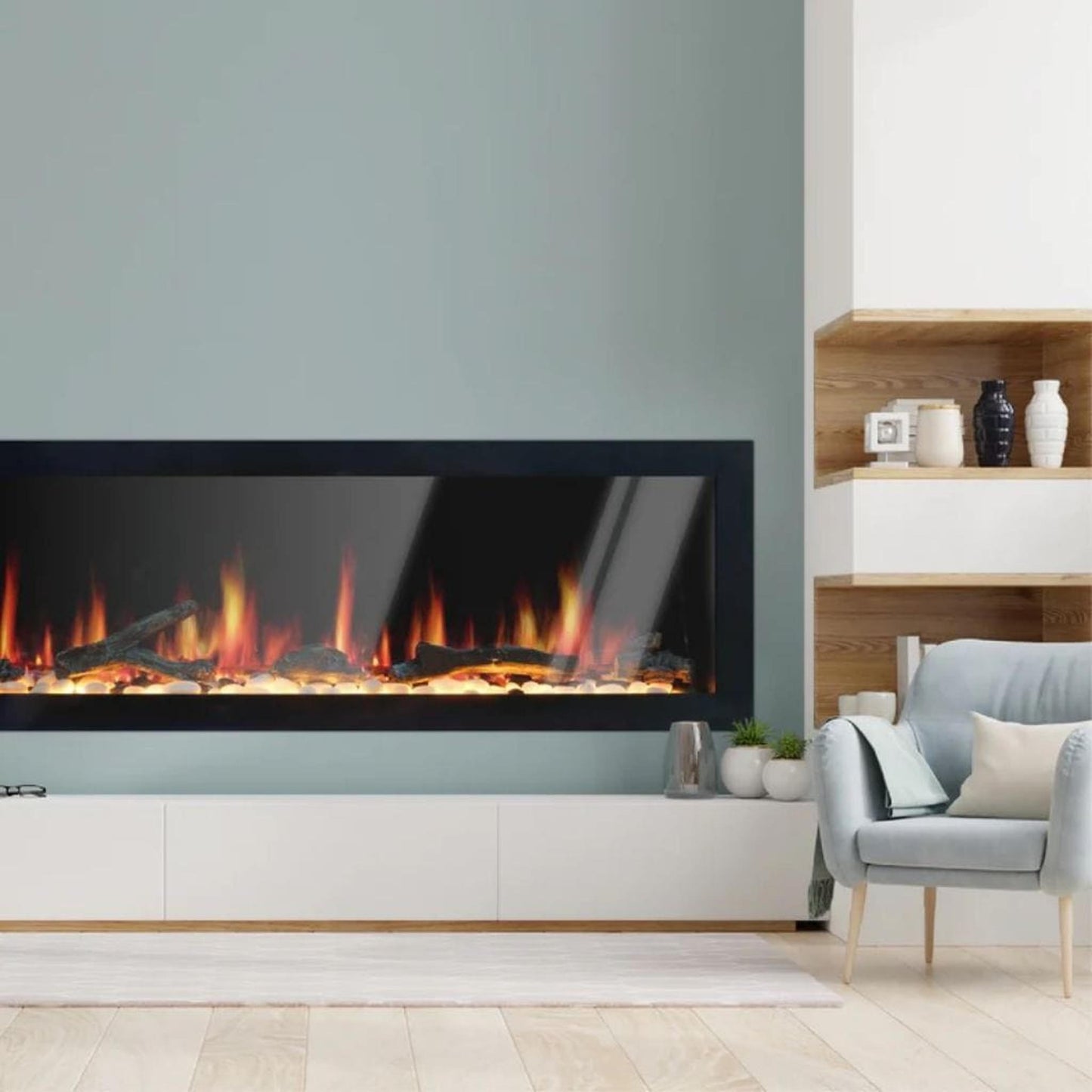 Litedeer 48" Latitude II Push-In Contemporary Smart Linear Built-In Electric Fireplace