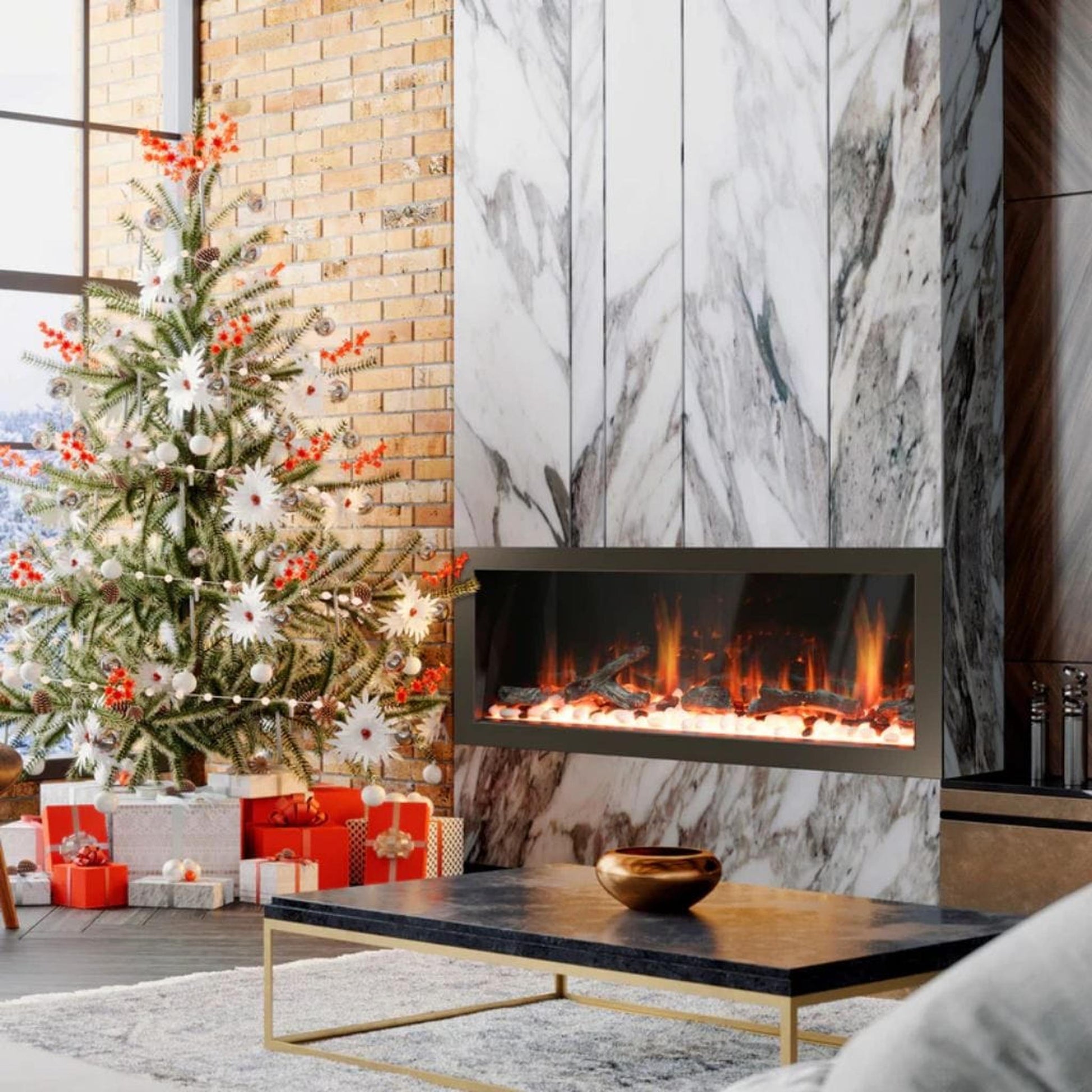 Litedeer 48" Latitude II Push-In Contemporary Smart Linear Built-In Electric Fireplace