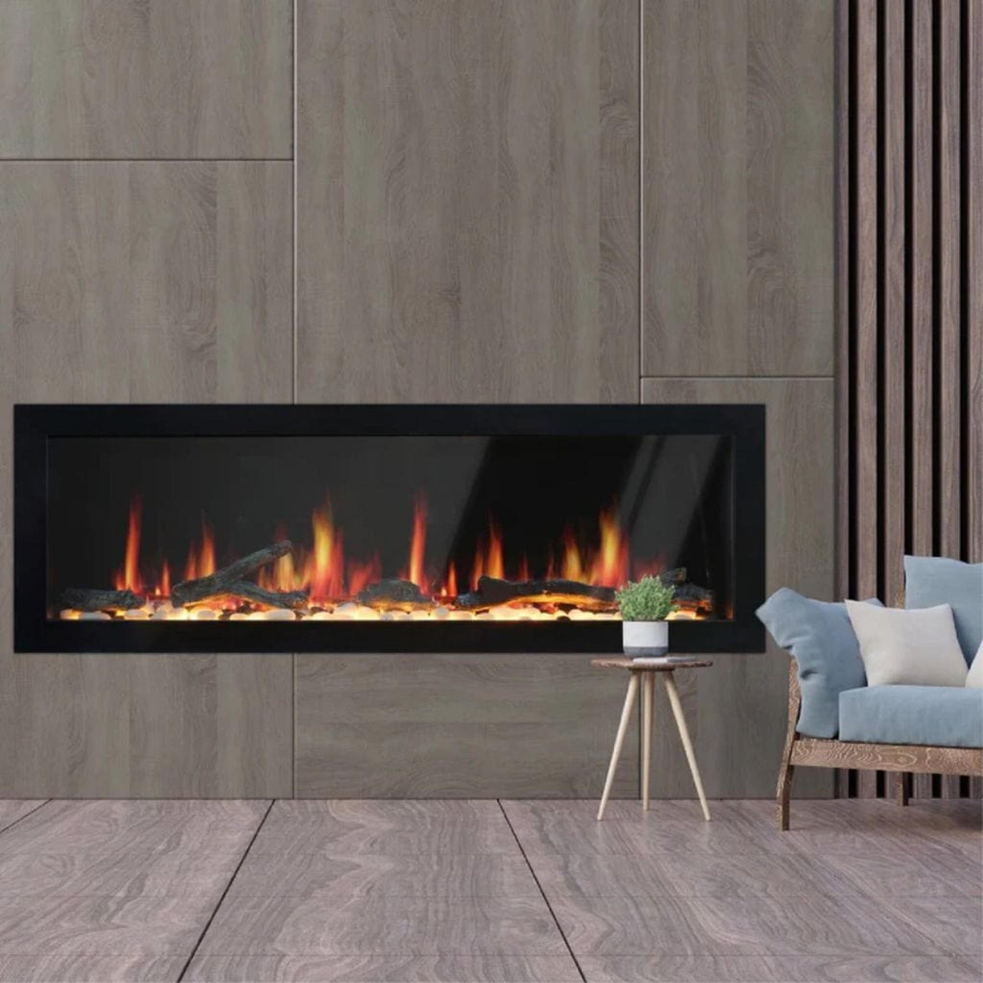 Litedeer 58" Latitude II Push-In Contemporary Smart Linear Built-In Electric Fireplace
