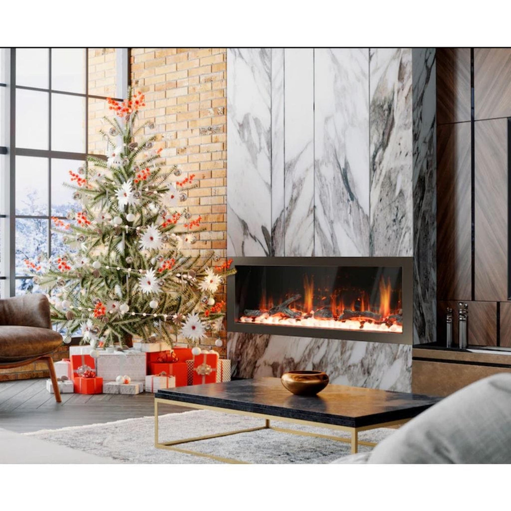 Litedeer 58" Latitude II Push-In Contemporary Smart Linear Vent-Free Built-In Electric Fireplace