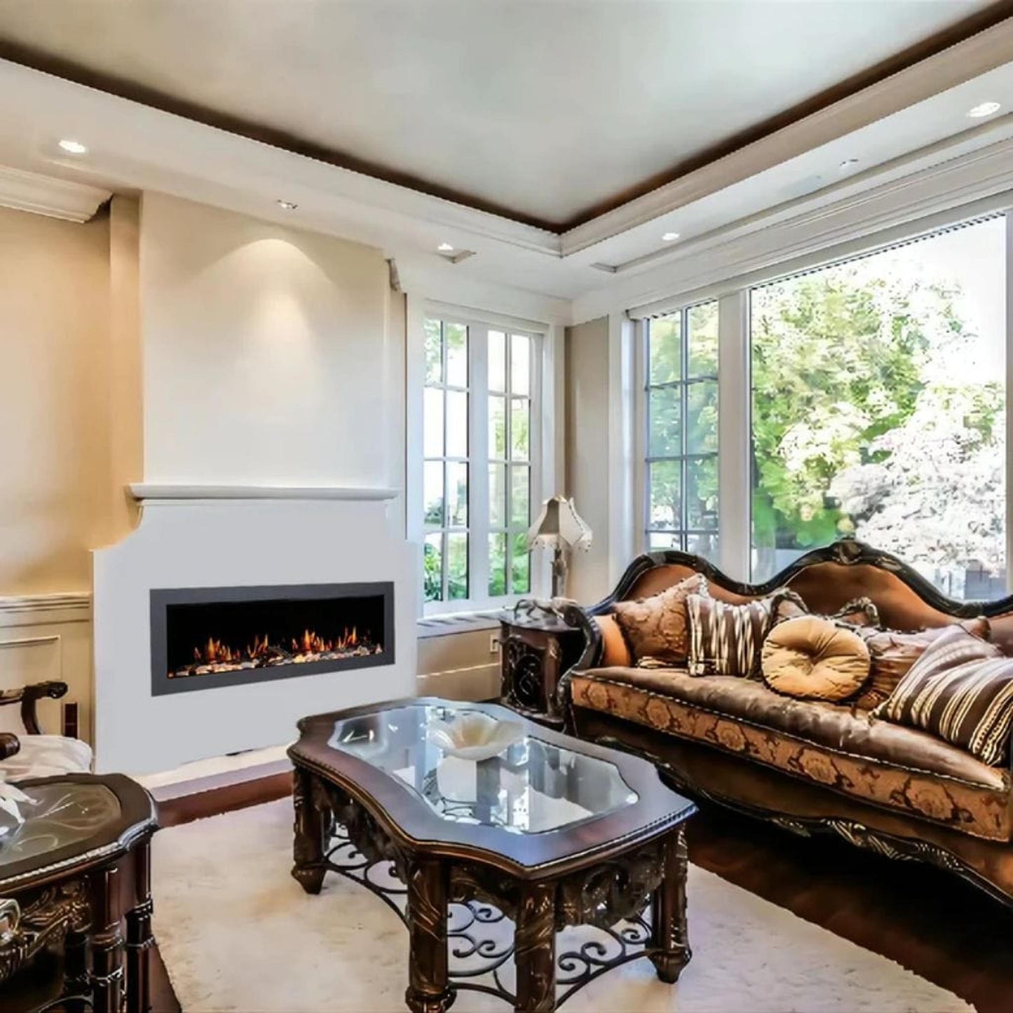 Litedeer 68" Latitude II Push-In Contemporary Smart Linear Vent-Free Built-In Electric Fireplace