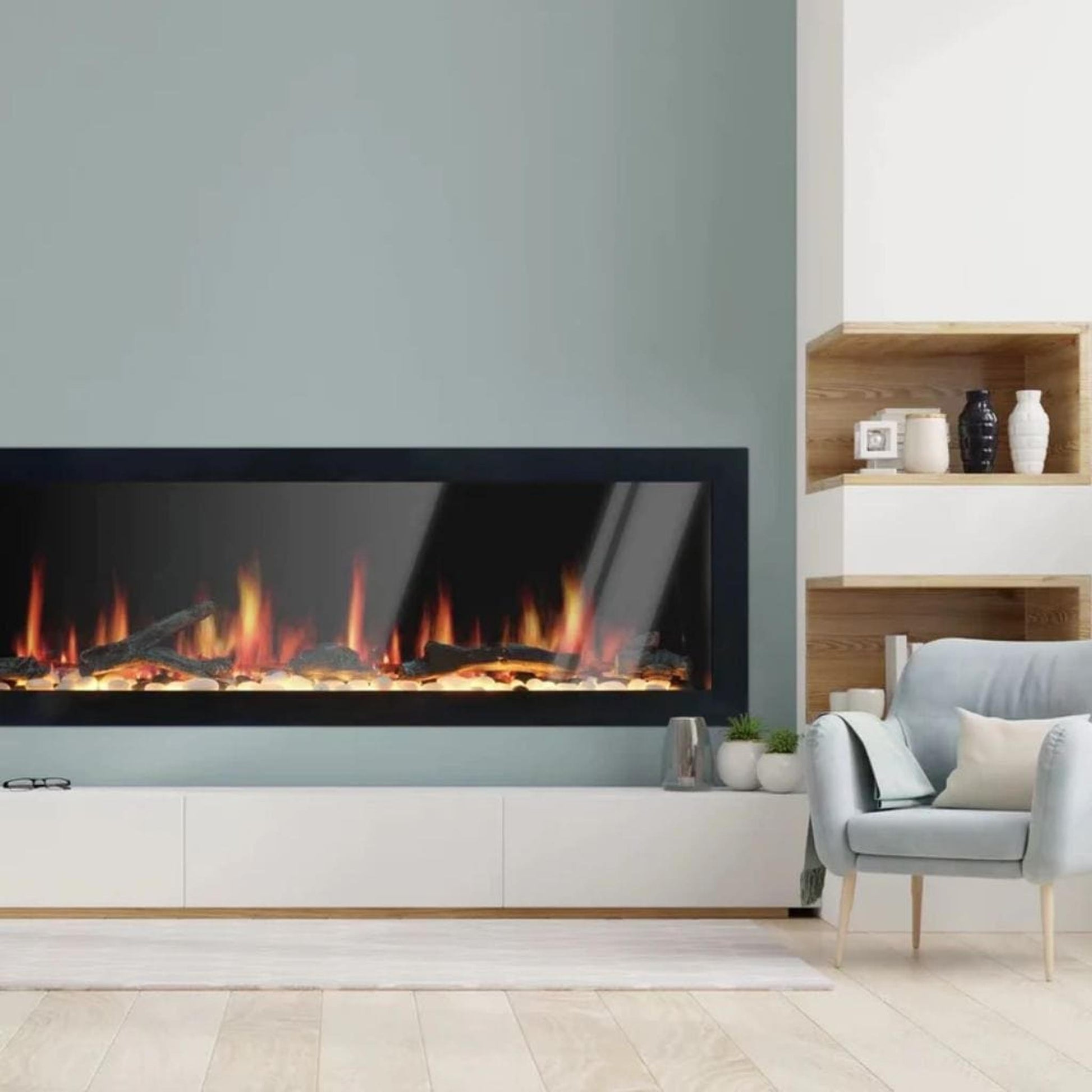 Litedeer 78" Gloria II Push-In Contemporary Smart Linear Built-In Electric Fireplace