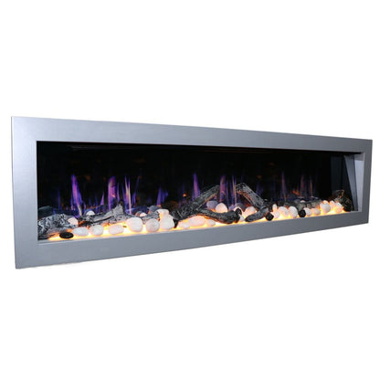 Litedeer 78" Gloria II Push-In Contemporary Smart Linear Vent-Free Built-In Electric Fireplace