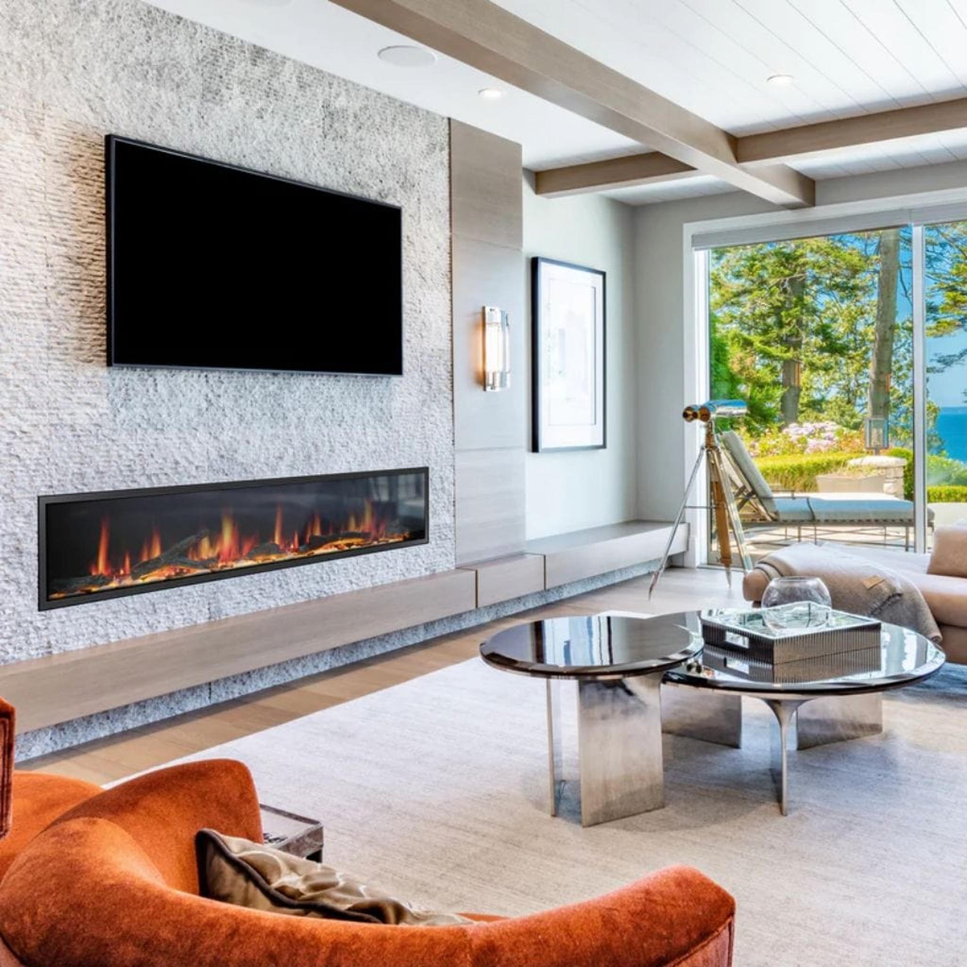 Litedeer 78" Latitude II Push-In Contemporary Smart Linear Built-In Electric Fireplace