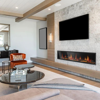 Litedeer 78" Latitude II Push-In Contemporary Smart Linear Built-In Electric Fireplace