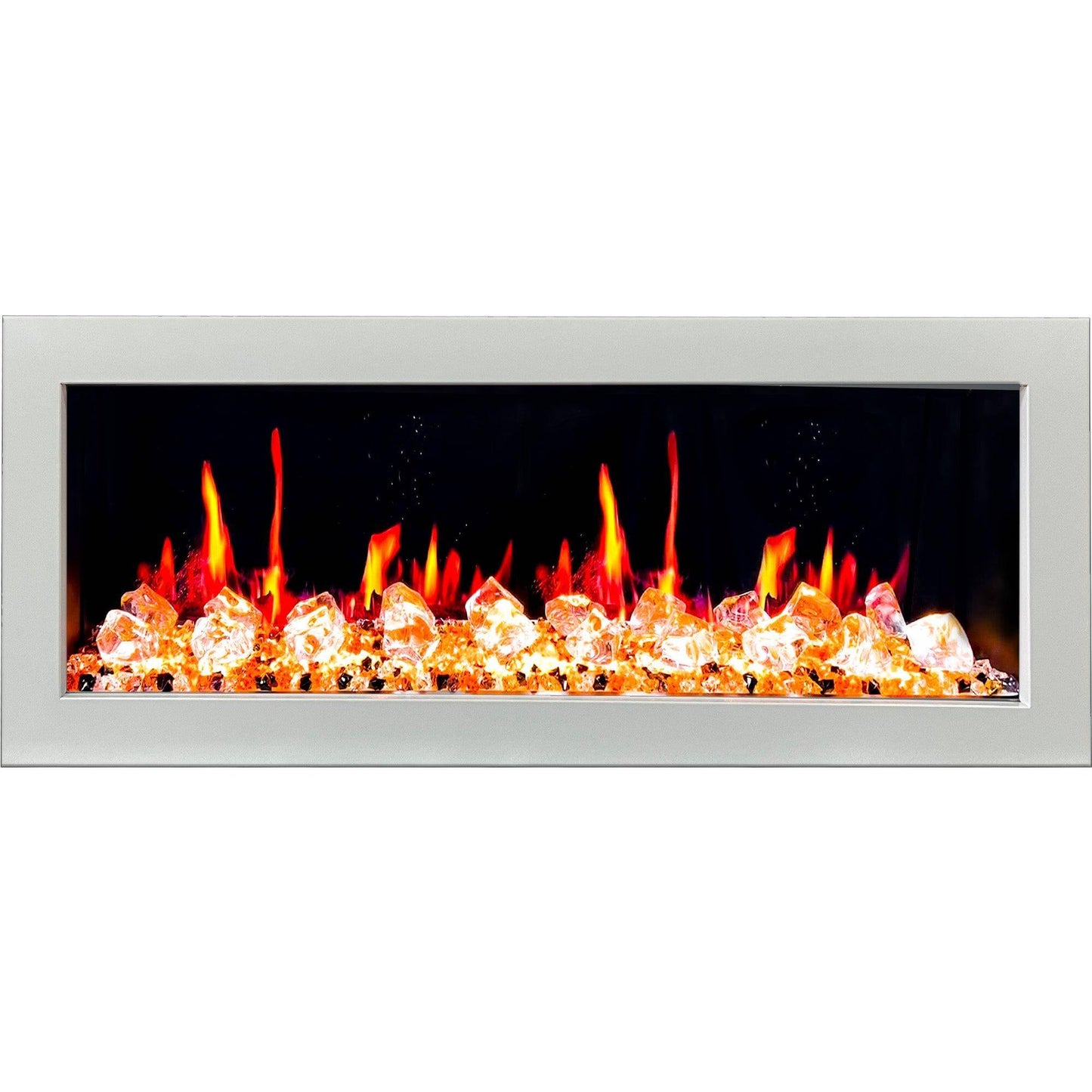 Litedeer Homes Gloria II 48" White Seamless Push-in Wall Mount Electric Fireplace With Crushed Ice Rocks