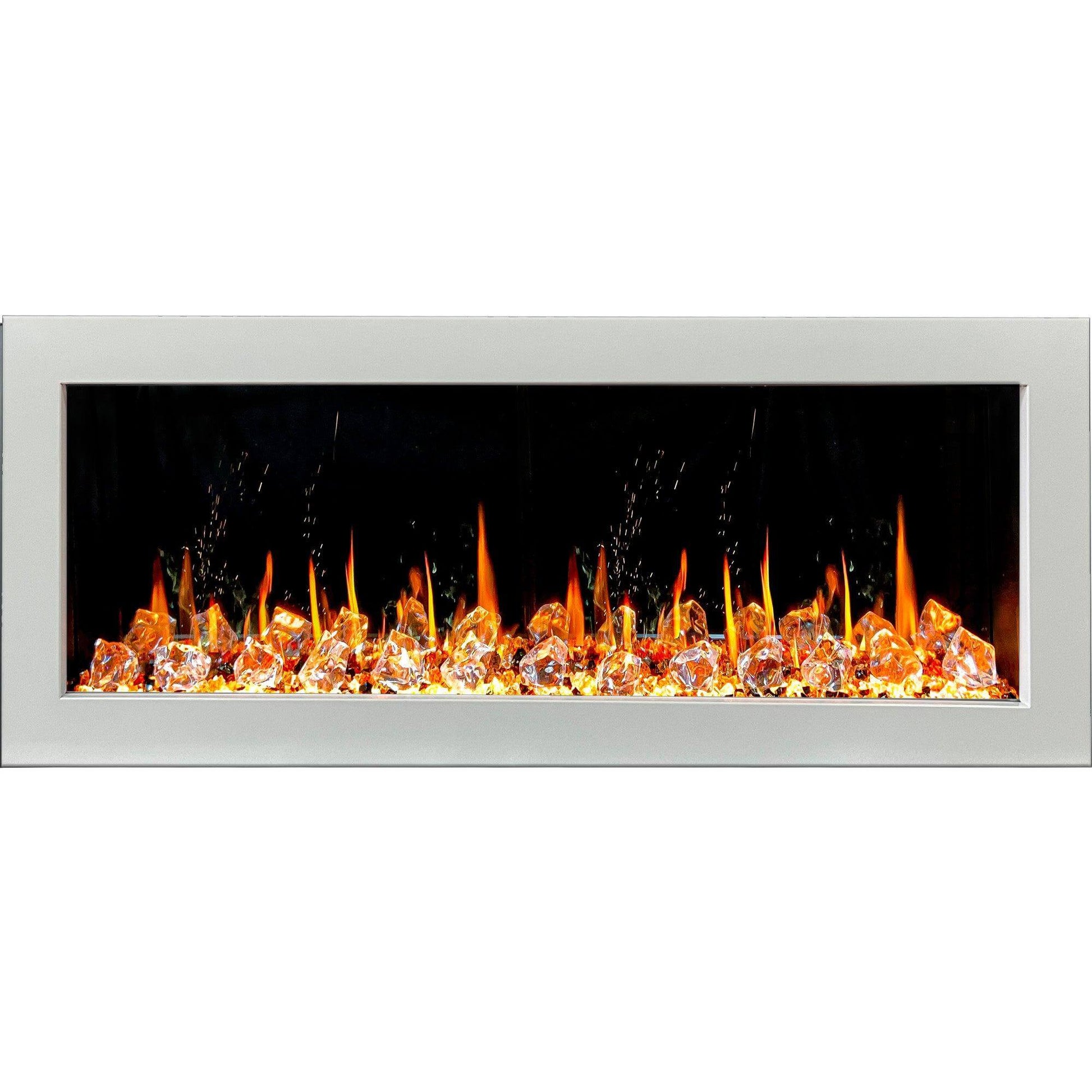 Litedeer Homes Gloria II 48" White Seamless Push-in Wall Mount Electric Fireplace With Crushed Ice Rocks