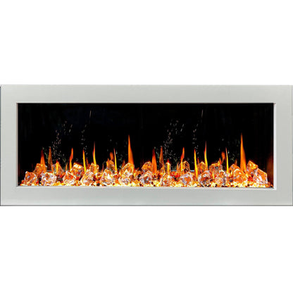 Litedeer Homes Gloria II 48" White Seamless Push-in Wall Mount Electric Fireplace With Crushed Ice Rocks
