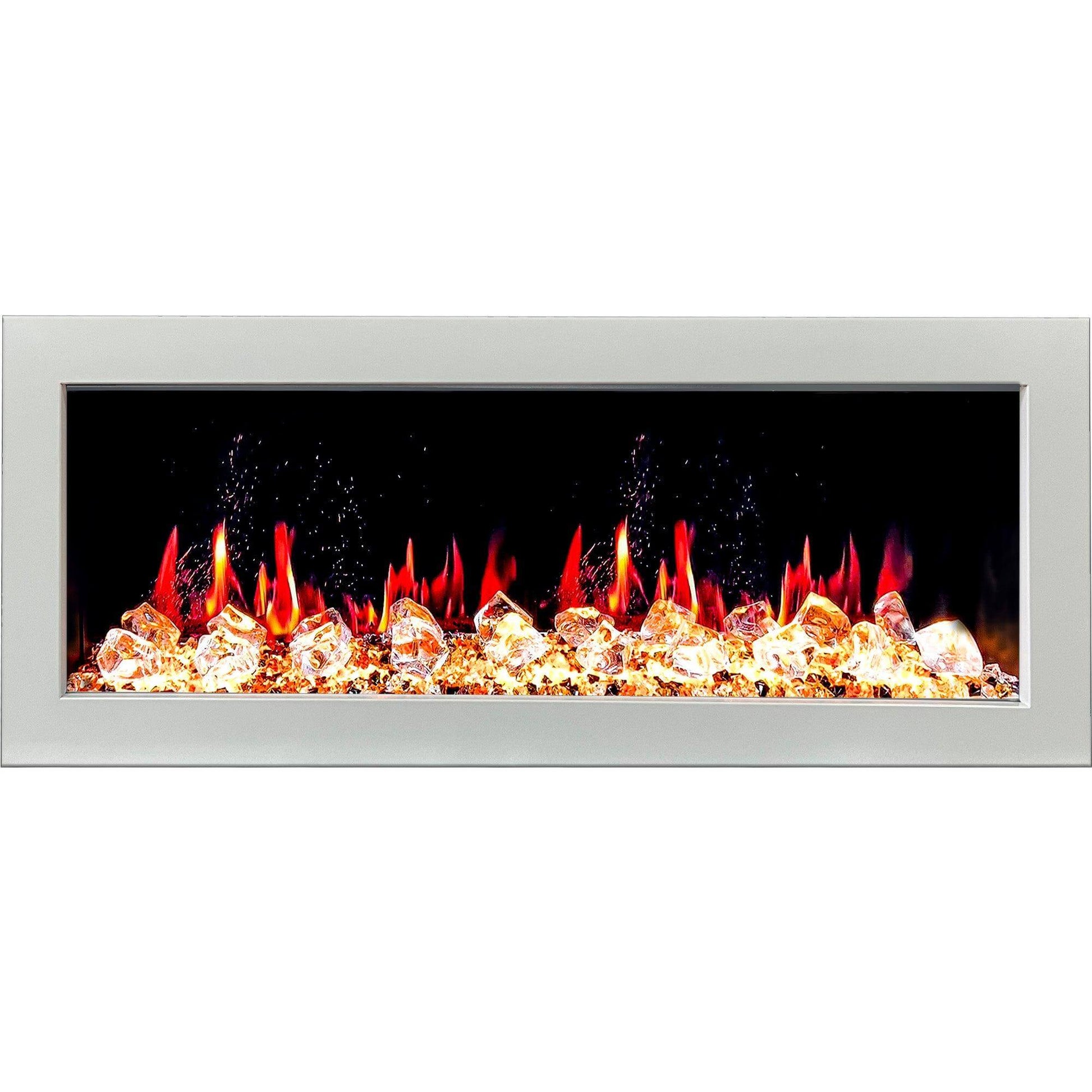 Litedeer Homes Gloria II 48" White Seamless Push-in Wall Mount Electric Fireplace With Crushed Ice Rocks