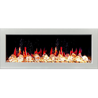 Litedeer Homes Gloria II 48" White Seamless Push-in Wall Mount Electric Fireplace With Crushed Ice Rocks