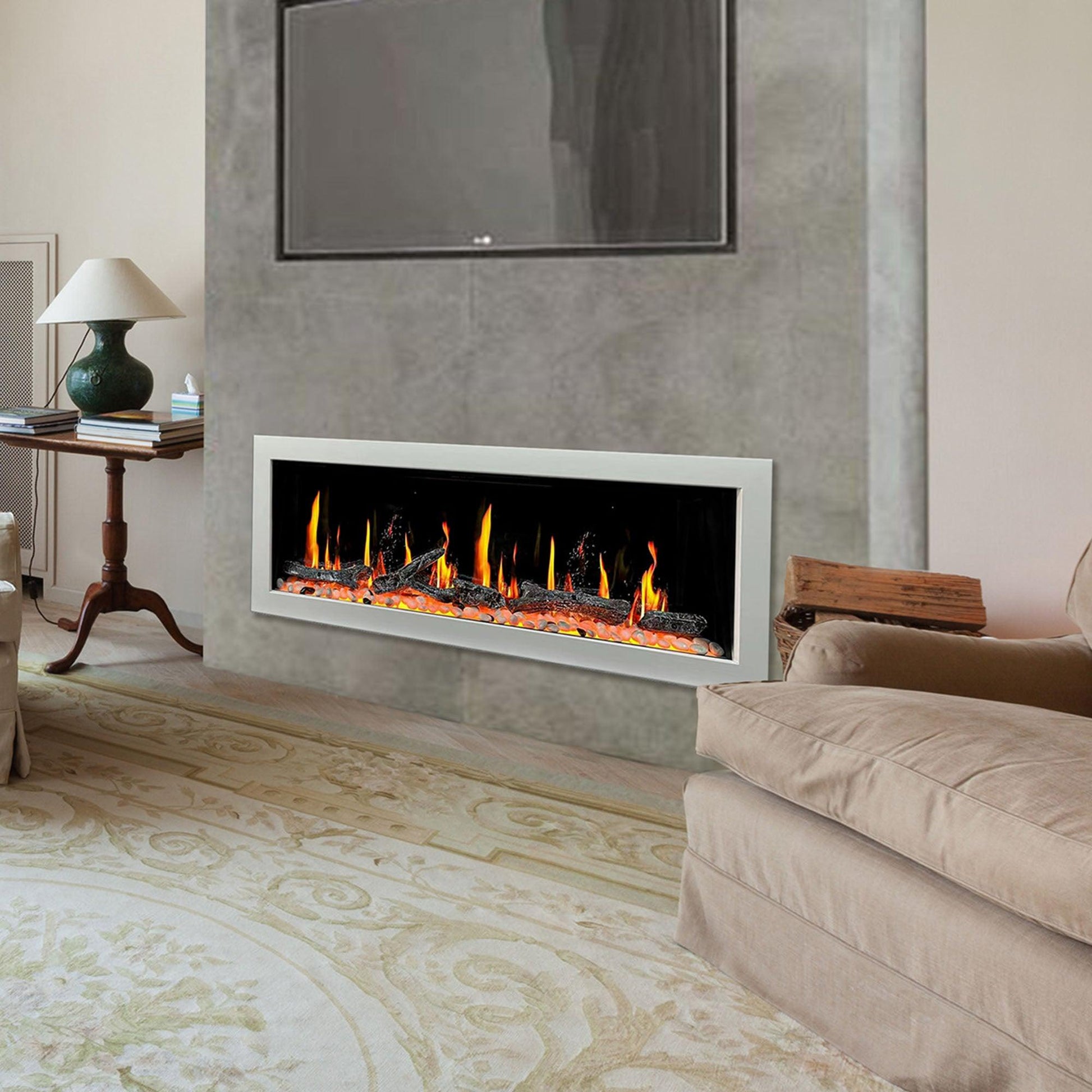 Litedeer Homes Gloria II 48" White Smart App Control Multi Flame Wall Mount Electric Fireplace