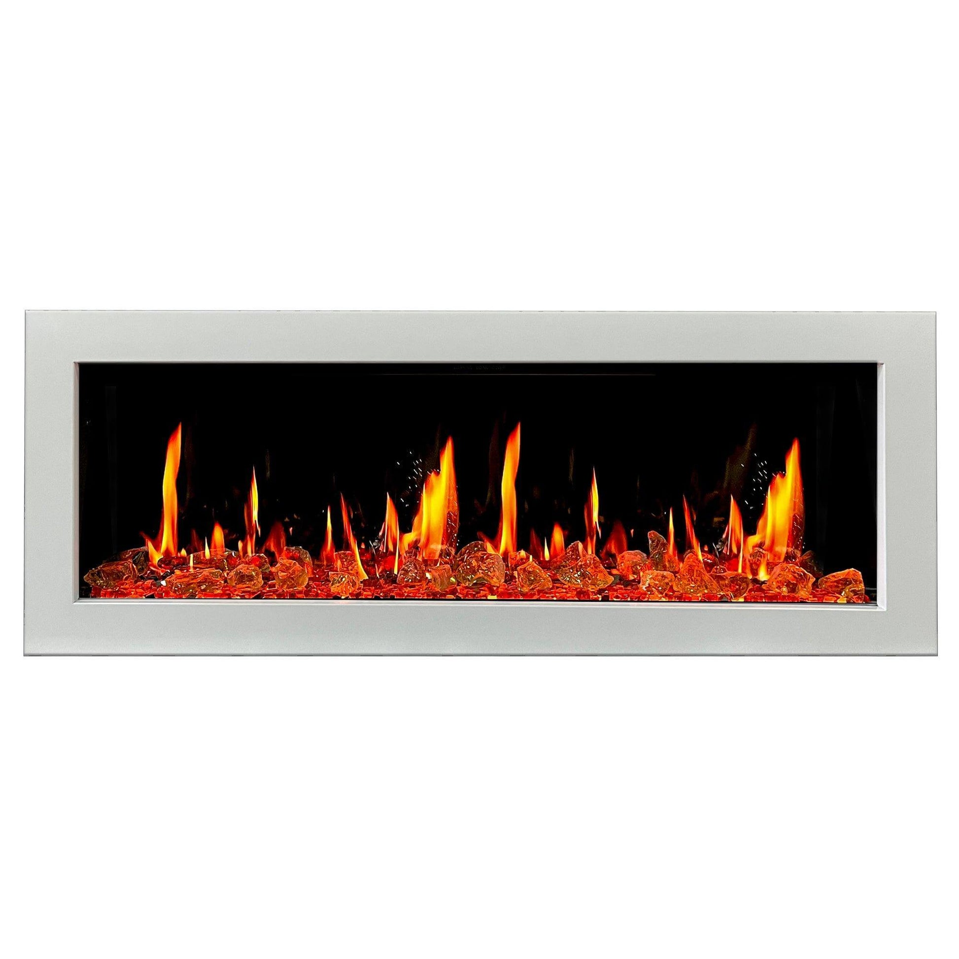 Litedeer Homes Gloria II 48" White Smart App Multi Flame Wall Mount Electric Fireplace With Reflective Amber Glass