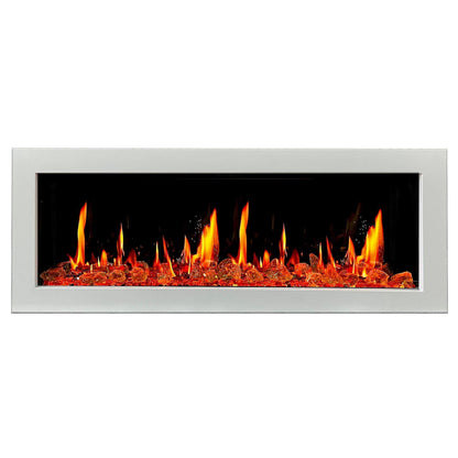 Litedeer Homes Gloria II 48" White Smart App Multi Flame Wall Mount Electric Fireplace With Reflective Amber Glass
